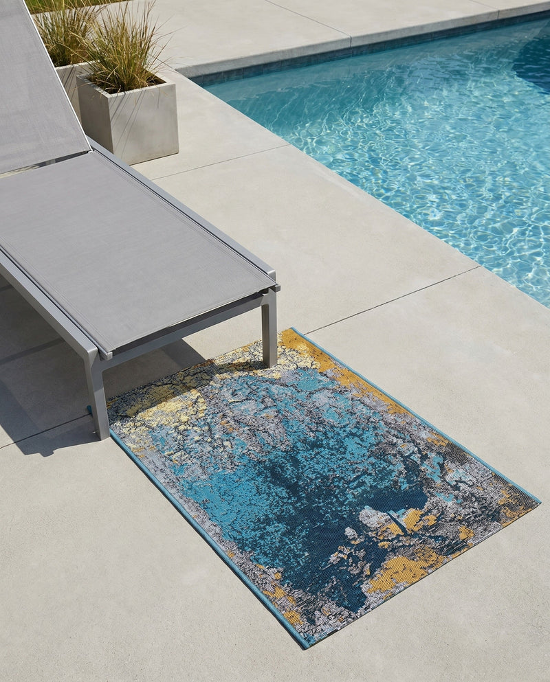 Urban Terrace Collection Area Rug -  Lanai Rectangle Gradient Blue  lifestyle 28