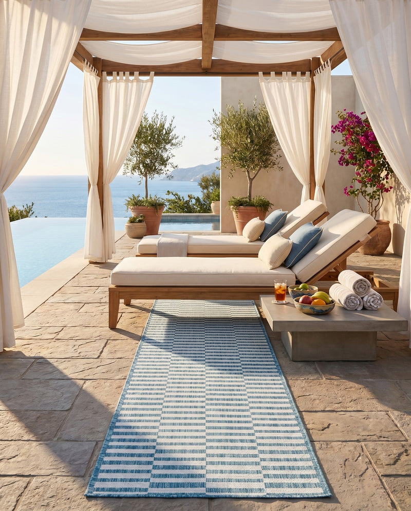 Seaside Stripes Collection Area Rug - Cabana (Light Aqua) Runner Light Aqua  lifestyle 44