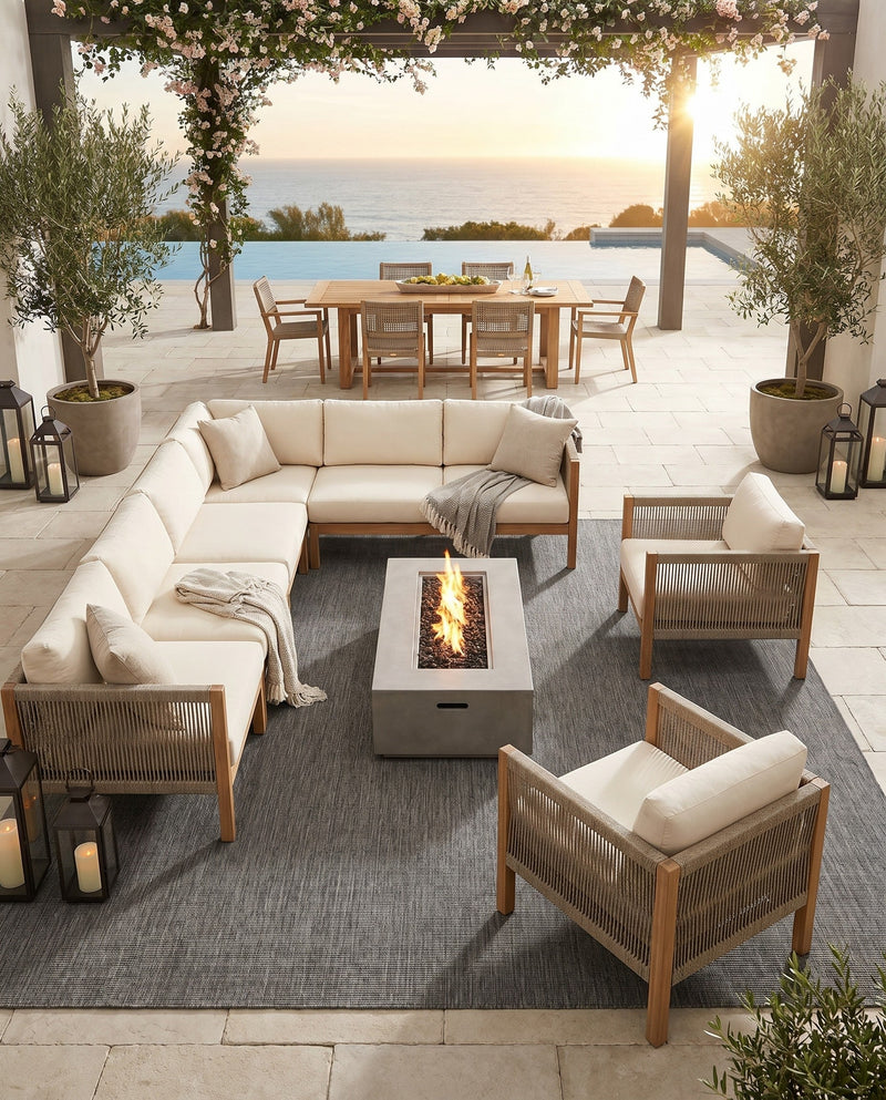 Seaside Serenity Collection Area Rug - Veranda (Black) Square Black  lifestyle 50