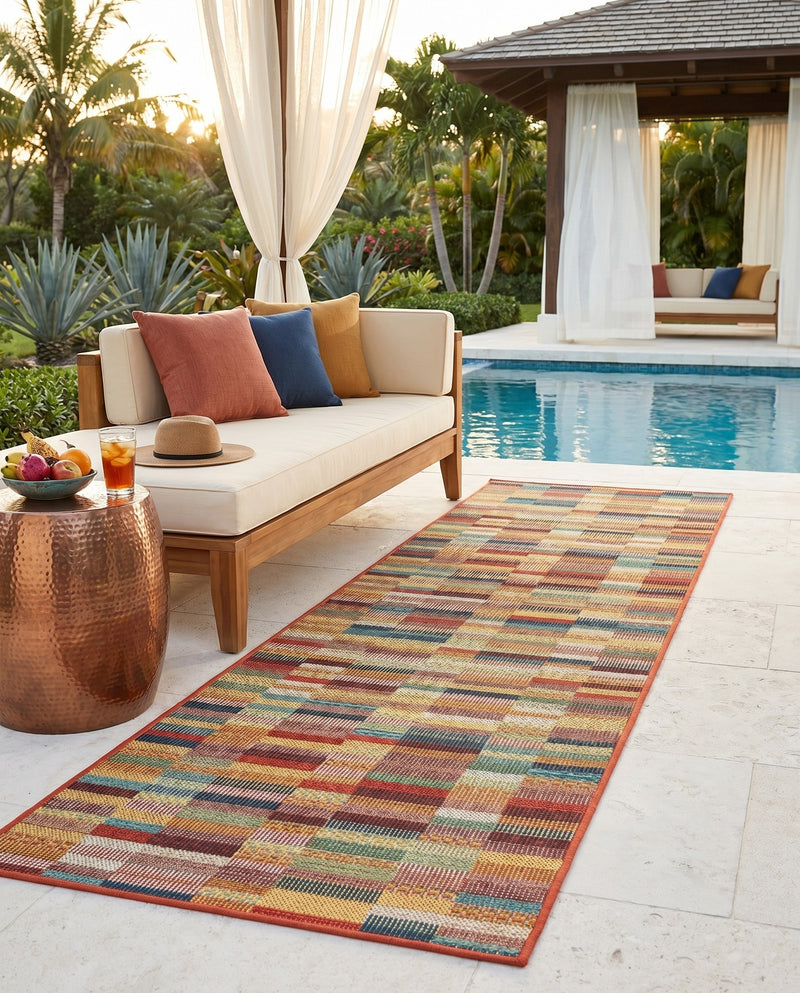 Coastal Terrace Collection Area Rug -  Harbor Runner Multi  lifestyle 45
