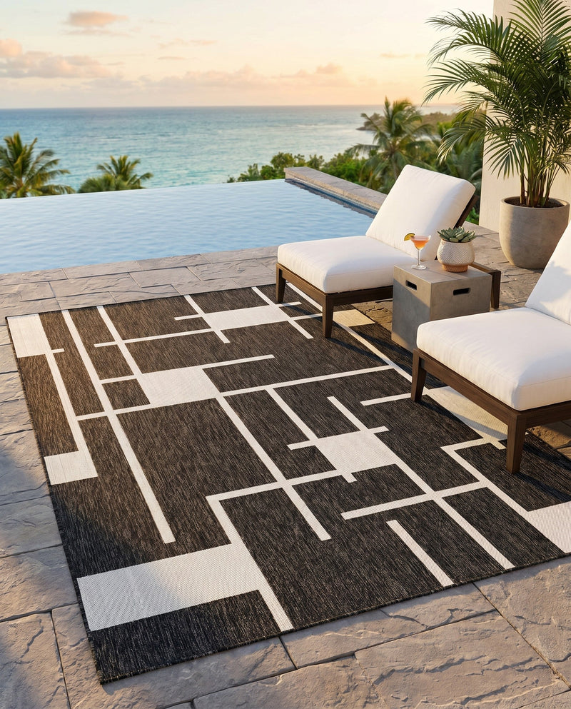 Urban Terrace Collection Area Rug -  Parkside Rectangle Black and White  lifestyle 16