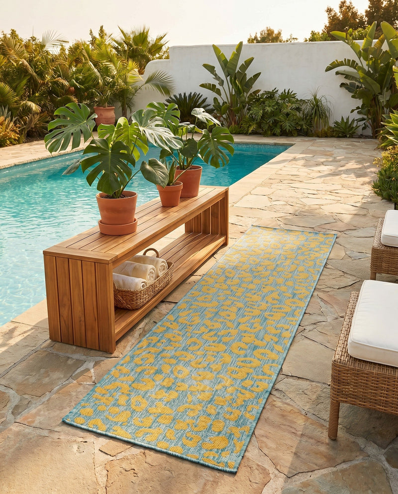 Savannah Escape Collection Area Rug -  Amazon (Blue Yellow) Runner Blue Yellow  lifestyle 60