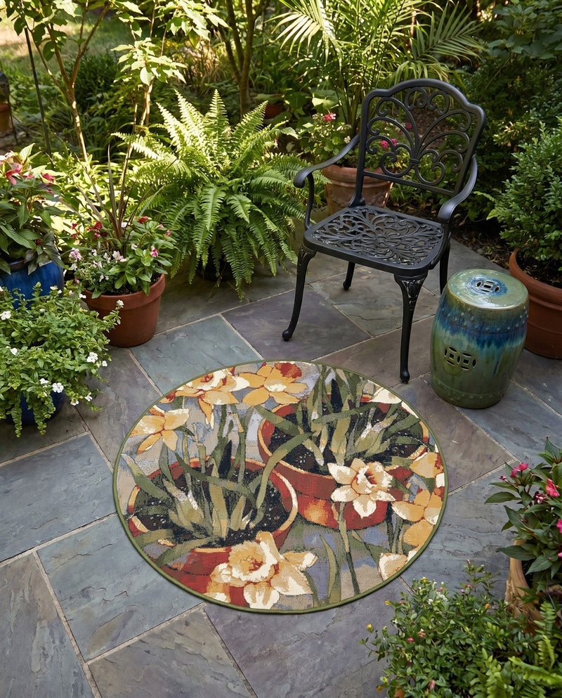 Seaside Blooms Collection Area Rug - Eden Round Multi  lifestyle 72