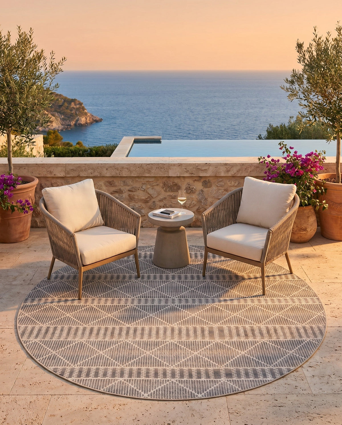 Savannah Pergola Collection Area Rug -  Glade Round Gray  lifestyle 171
