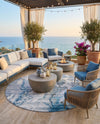 Urban Terrace Collection Area Rug -  Vertex Round Blue and Ivory  lifestyle 56