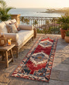 Patio Heritage Collection Area Rug -  Alcove Runner Red and Navy Blue  lifestyle 74