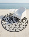 Urban Terrace Collection Area Rug -  Mercer Round Black and White  lifestyle 61