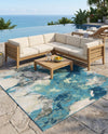 Urban Terrace Collection Area Rug -  Gazebo Square Blue and Ivory  lifestyle 80