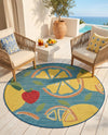 Coastal Terrace Collection Area Rug -  Cove Round Blue  lifestyle 24