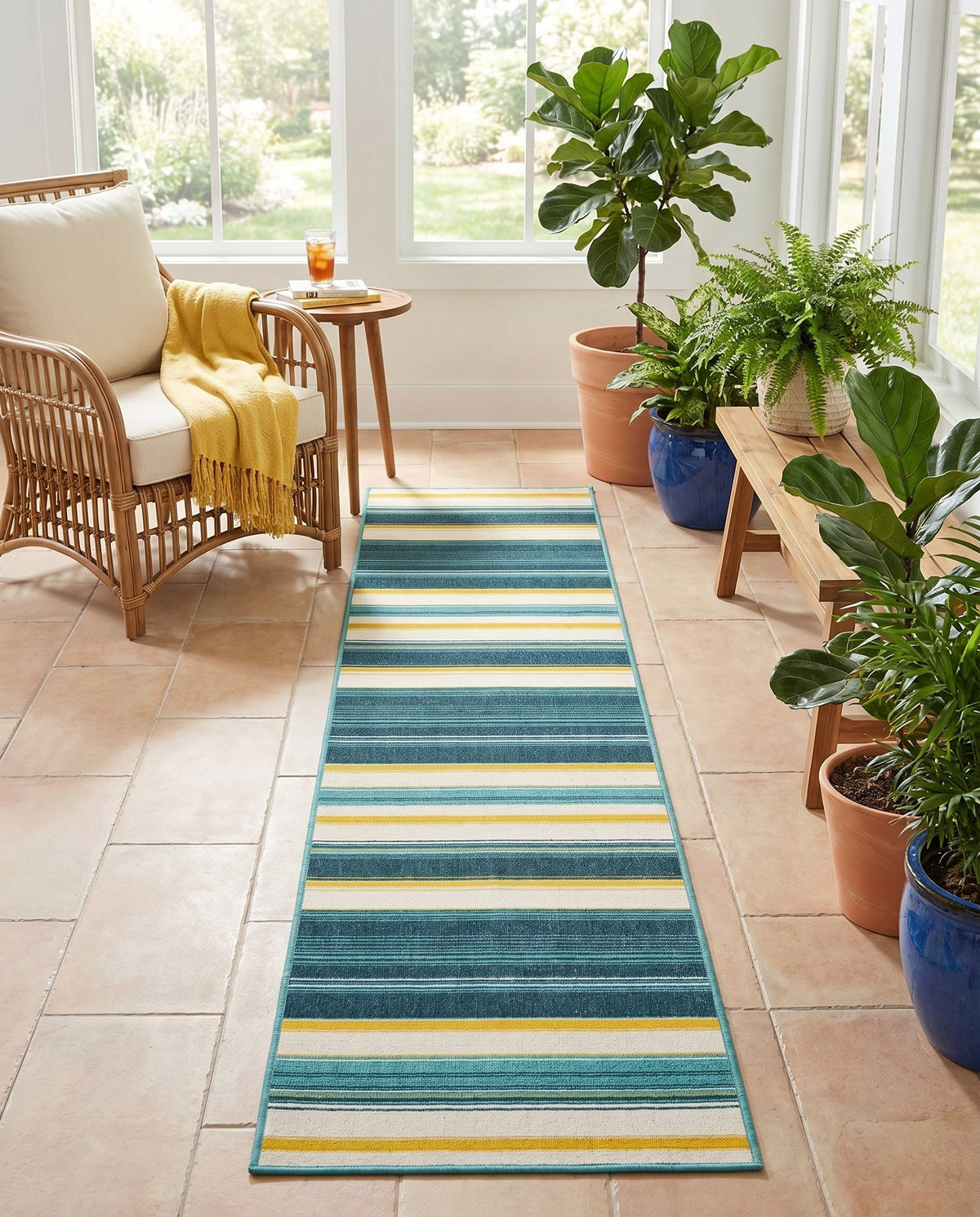 Terrace Fringe Collection Area Rug -  Veranda Runner Multi  lifestyle 49