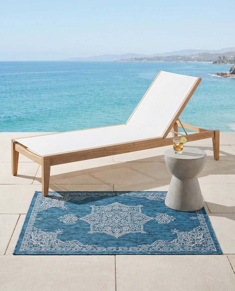 Patio Heritage Collection Area Rug -  Charleston (Teal) Rectangle Teal  lifestyle 31