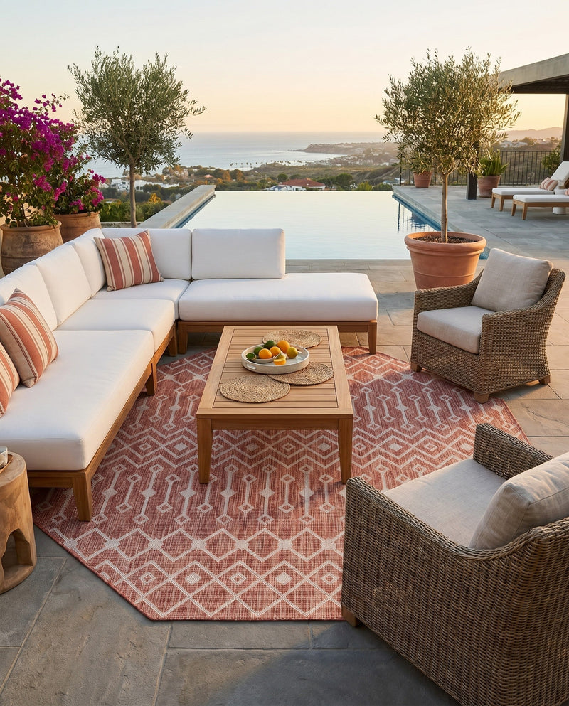Savannah Pergola Collection Area Rug -  Pergola (Rust Red) Octagon Rust Red  lifestyle 79