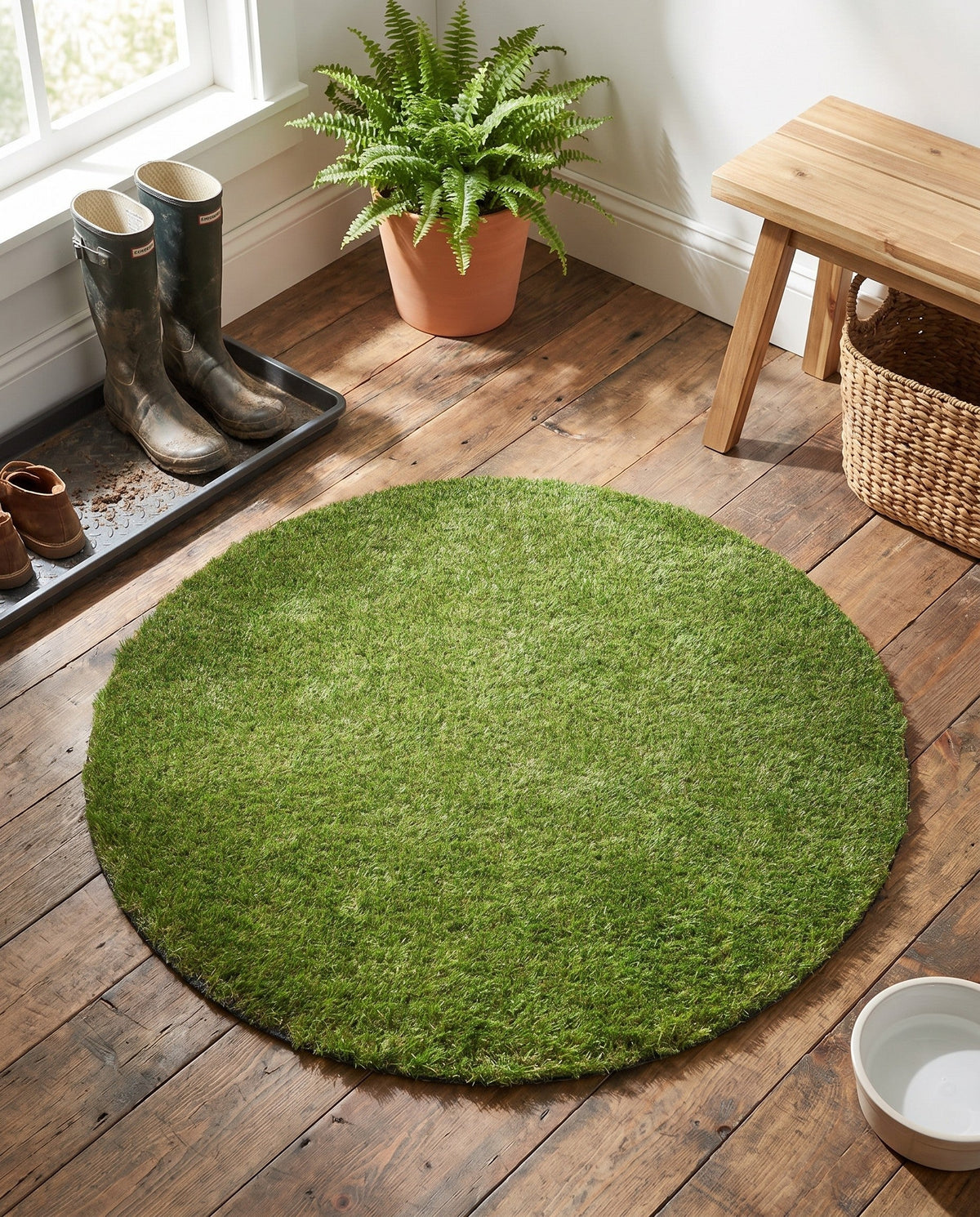 Meadow Retreat Collection Area Rug - Glen Round Green  lifestyle 124