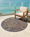 Coastal Terrace Collection Area Rug -  Lagoon Round Multi  lifestyle 66
