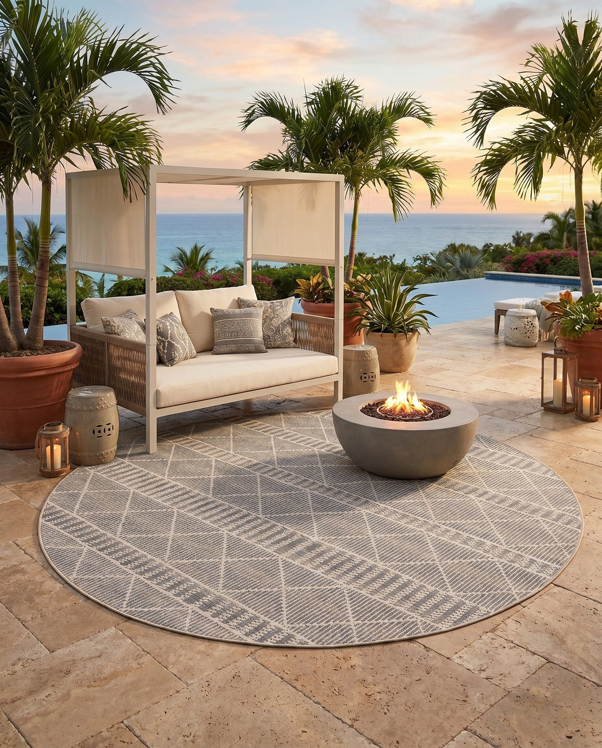 Savannah Pergola Collection Area Rug -  Glade Round Gray  lifestyle 172