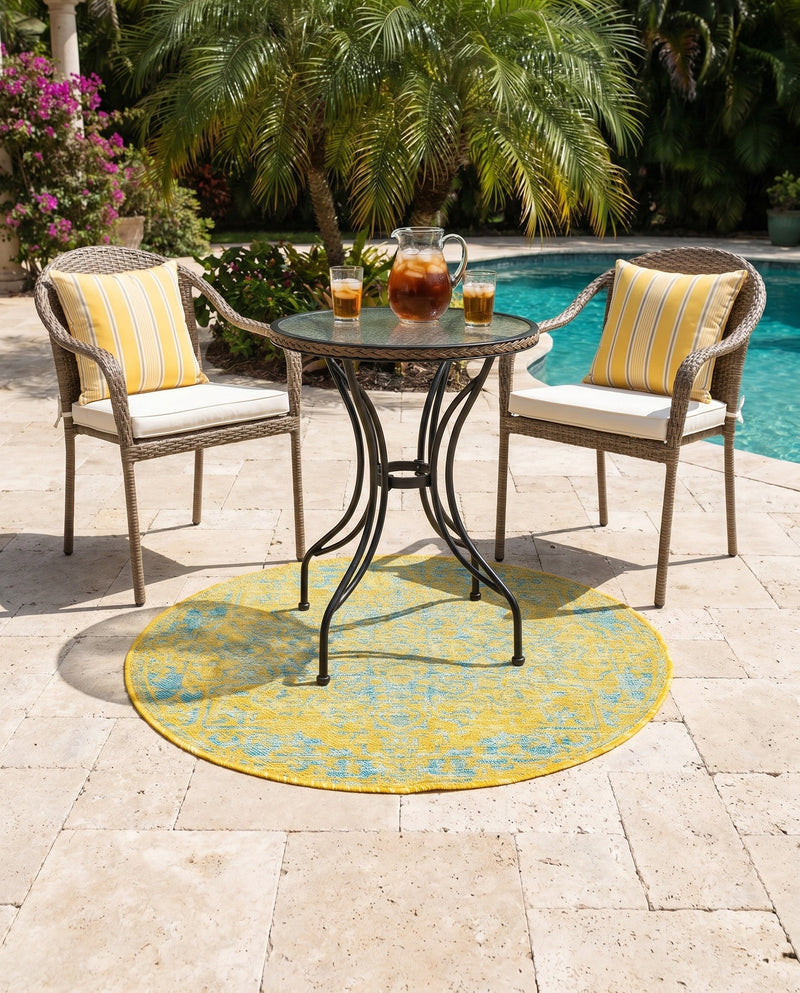Urban Oasis Rugs Collection Area Rug -  Penthouse (Yellow and Aqua) Round Yellow and Aqua  lifestyle 51