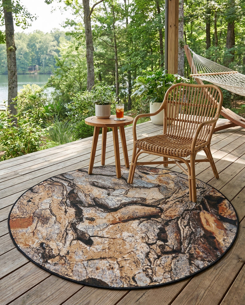 Urban Terrace Collection Area Rug -  Horizon Round Multi  lifestyle 59