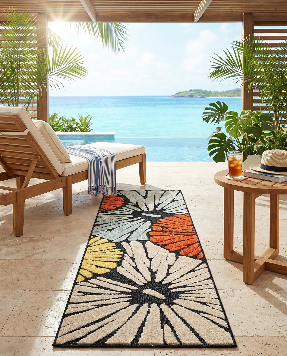 Outdoor Marrakesh Collection Area Rug -  Tetouan Runner Multi  lifestyle 65