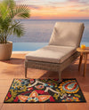Outdoor Marrakesh Collection Area Rug - Fes Rectangle Multi Black  lifestyle 24