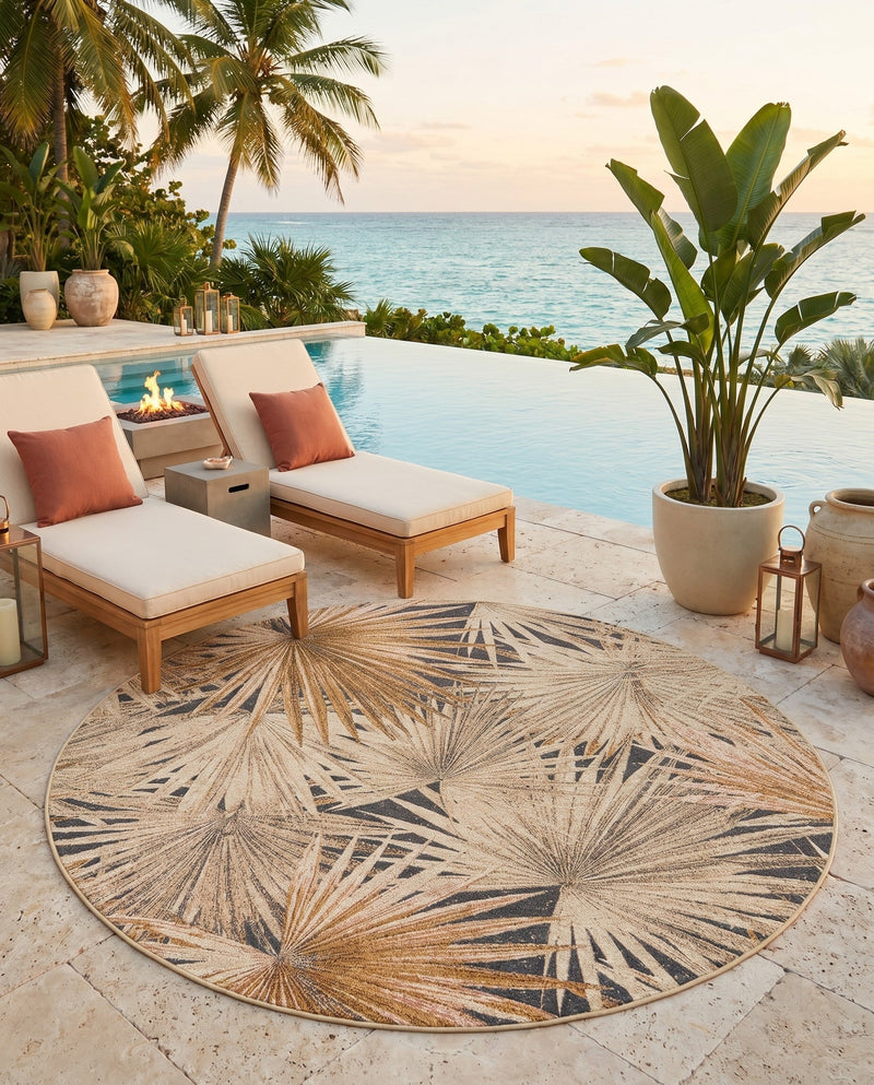 Seaside Blooms Collection Area Rug -  Avalon Round Multi  lifestyle 69