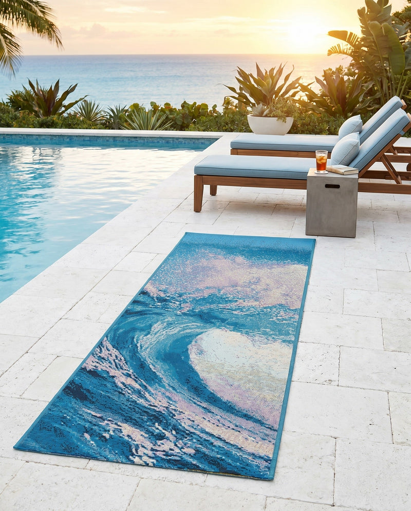 Urban Terrace Collection Area Rug - Veranda Runner Blue  lifestyle 54