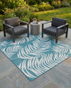Seaside Blooms Collection Area Rug - Verdure (Light Aqua) Square Light Aqua  lifestyle 57