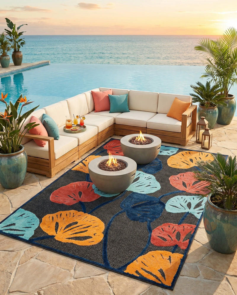 Caribbean Terrace Collection Area Rug -  Grenada Rectangle Charcoal  lifestyle 12