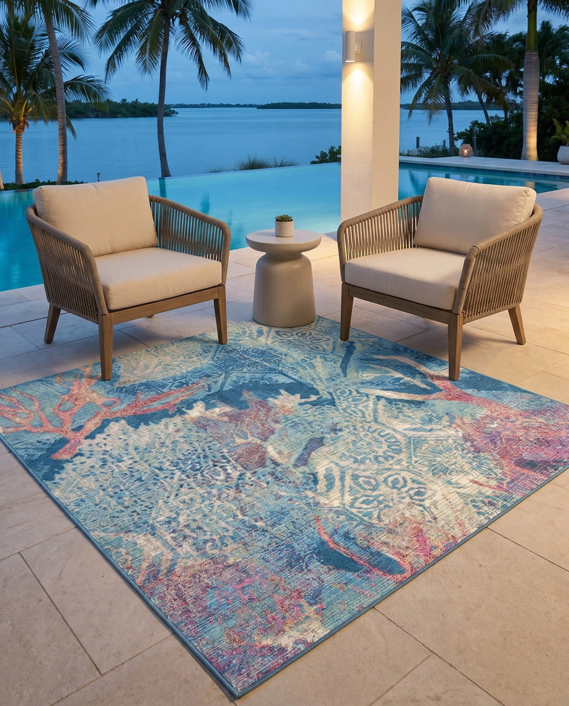 Seaside Haven Rugs Collection Area Rug - Marina Square Multi  lifestyle 35