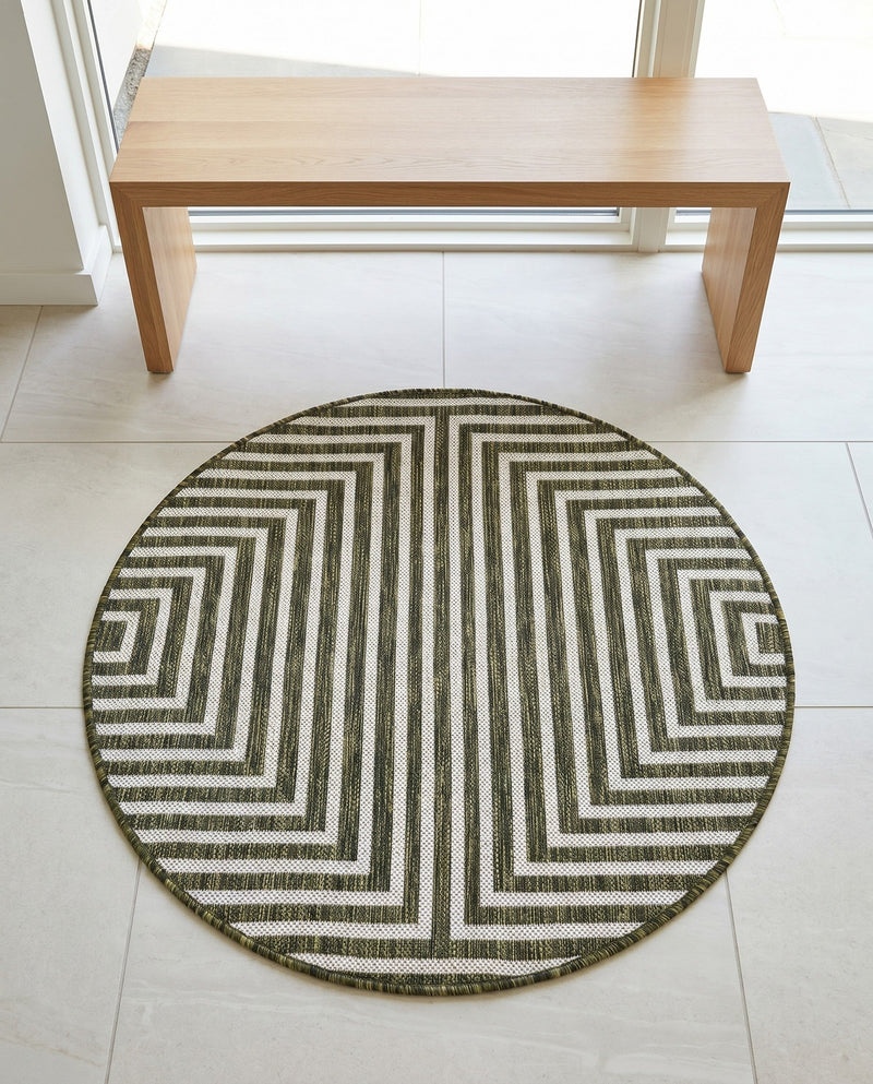 Urban Terrace Collection Area Rug -  Astoria (Green) Round Green  lifestyle 21