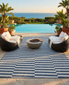 Seaside Stripes Collection Area Rug - Cabana (Blue) Rectangle Blue  lifestyle 31