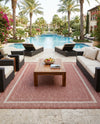 Terrace Fringe Collection Area Rug - Veranda (Rust Red) Rectangle Rust Red  lifestyle 36