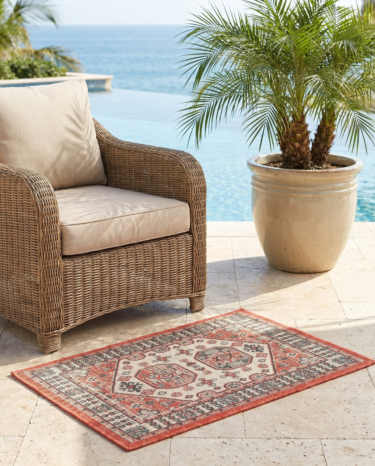 Patio Heritage Collection Area Rug - Veranda Rectangle Multi  lifestyle 25