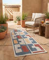 Coastal Terrace Collection Area Rug -  Sail Runner Ivory and Blue  lifestyle 53