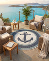 Seaside Haven Rugs Collection Area Rug -  Coralreef Round Navy Blue  lifestyle 70