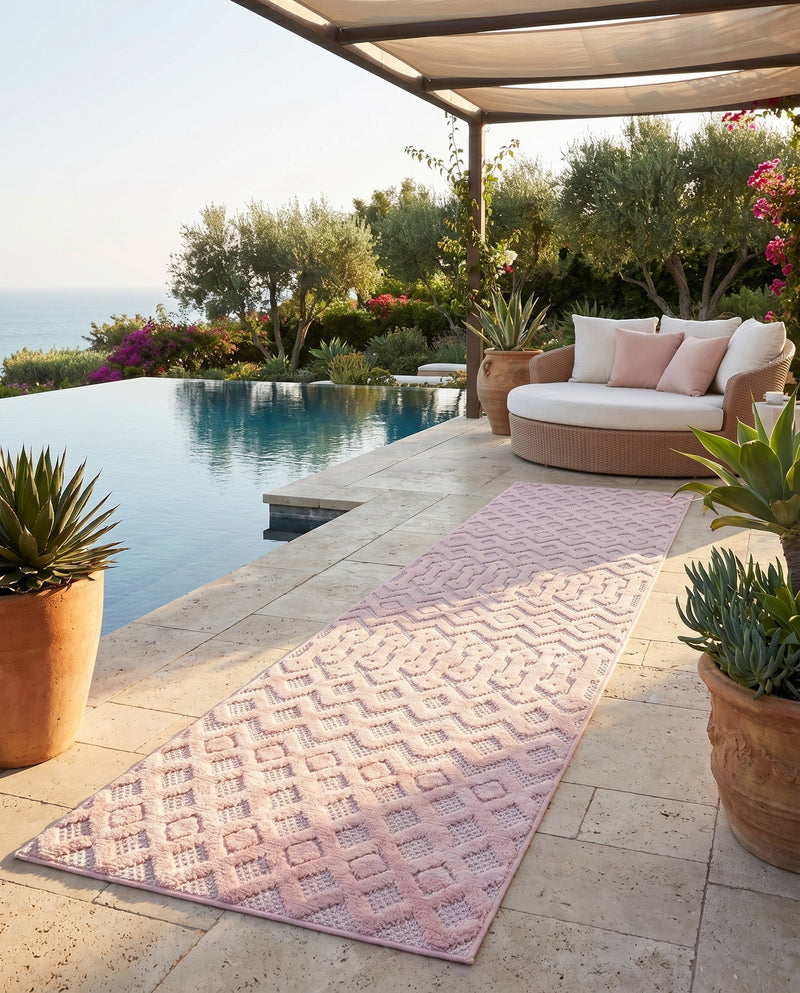 Garden Lattice Charm Collection Area Rug -  Pergola (Pink) Runner Pink  lifestyle 52