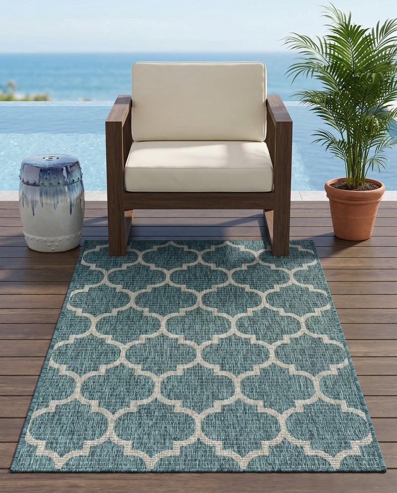 Savannah Pergola Collection Area Rug - Arbor (Teal) Rectangle Teal  lifestyle 33