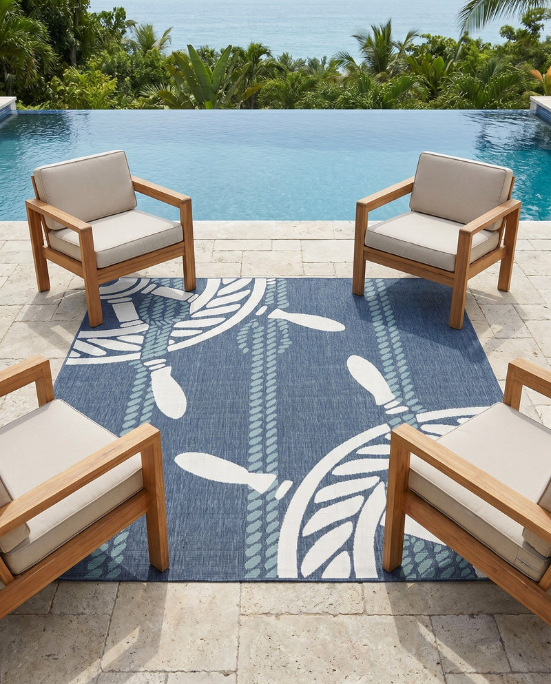 Seaside Haven Rugs Collection Area Rug - Harbor Square Navy Blue  lifestyle 33