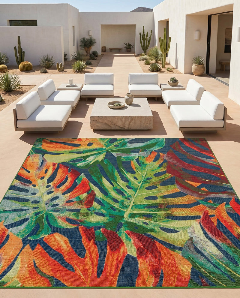 Coastal Terrace Collection Area Rug -  Pier Square Multi  lifestyle 64