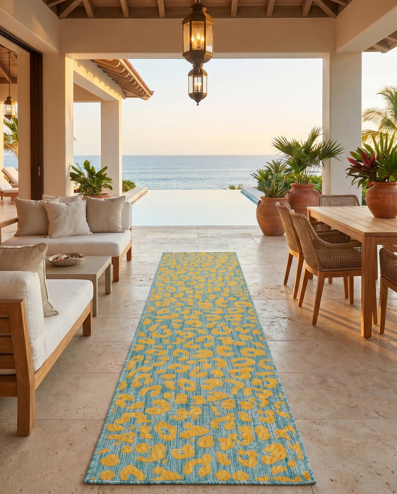 Savannah Escape Collection Area Rug -  Amazon (Blue Yellow) Runner Blue Yellow  lifestyle 61