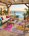 Bahama Breeze Outdoor Collection Area Rug -  CatCay Rectangle Pink  lifestyle 35