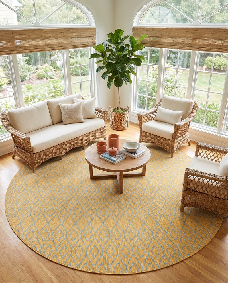 Urban Oasis Rugs Collection Area Rug -  Boulevard (Yellow and Aqua) Round Yellow and Aqua  lifestyle 52