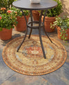 Patio Heritage Collection Area Rug -  Pergola Round Blue and Light Brown  lifestyle 78