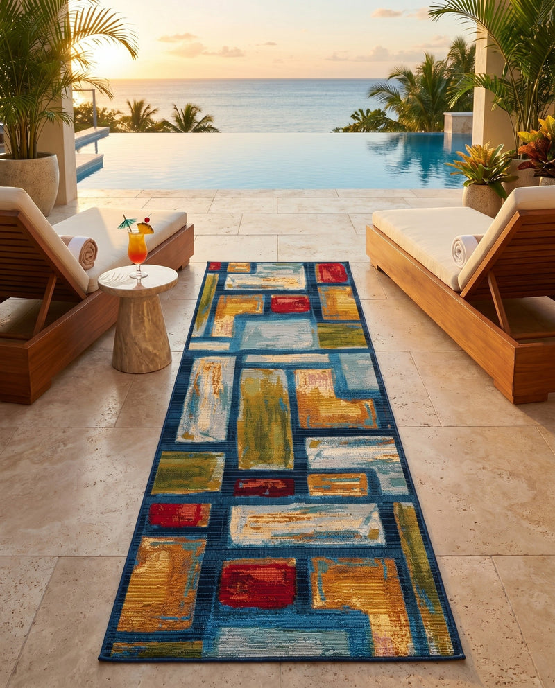 Urban Terrace Collection Area Rug -  Portico Runner Multi  lifestyle 31