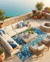 Seaside Haven Rugs Collection Area Rug -  Wavecrest Rectangle Blue  lifestyle 12