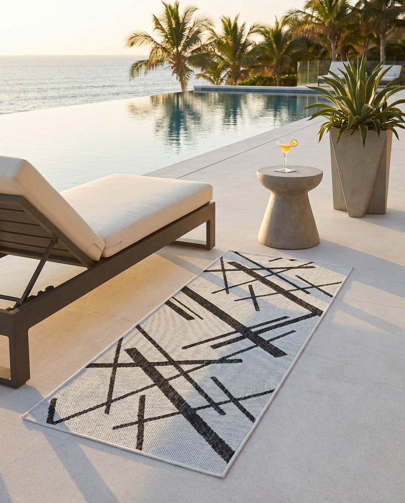 Urban Terrace Collection Area Rug -  Bowery Runner Black and White  lifestyle 47