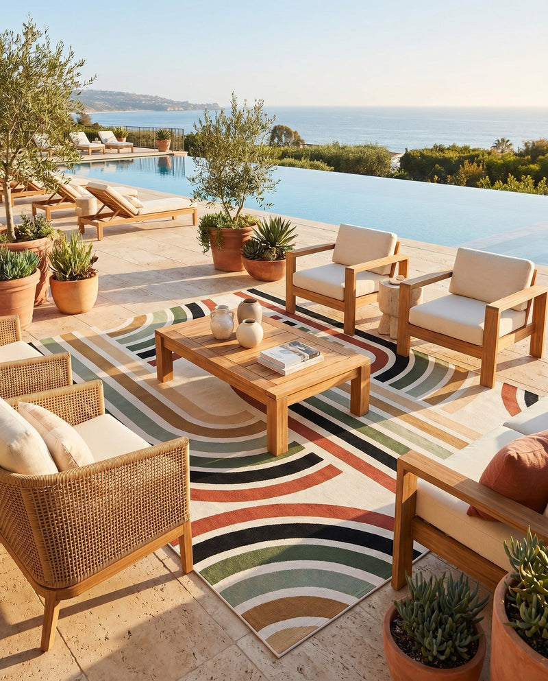 Urban Terrace Collection Area Rug -  Piazza Rectangle Multi  lifestyle 10