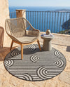 Urban Terrace Collection Area Rug -  Uptown Round Black and White  lifestyle 60