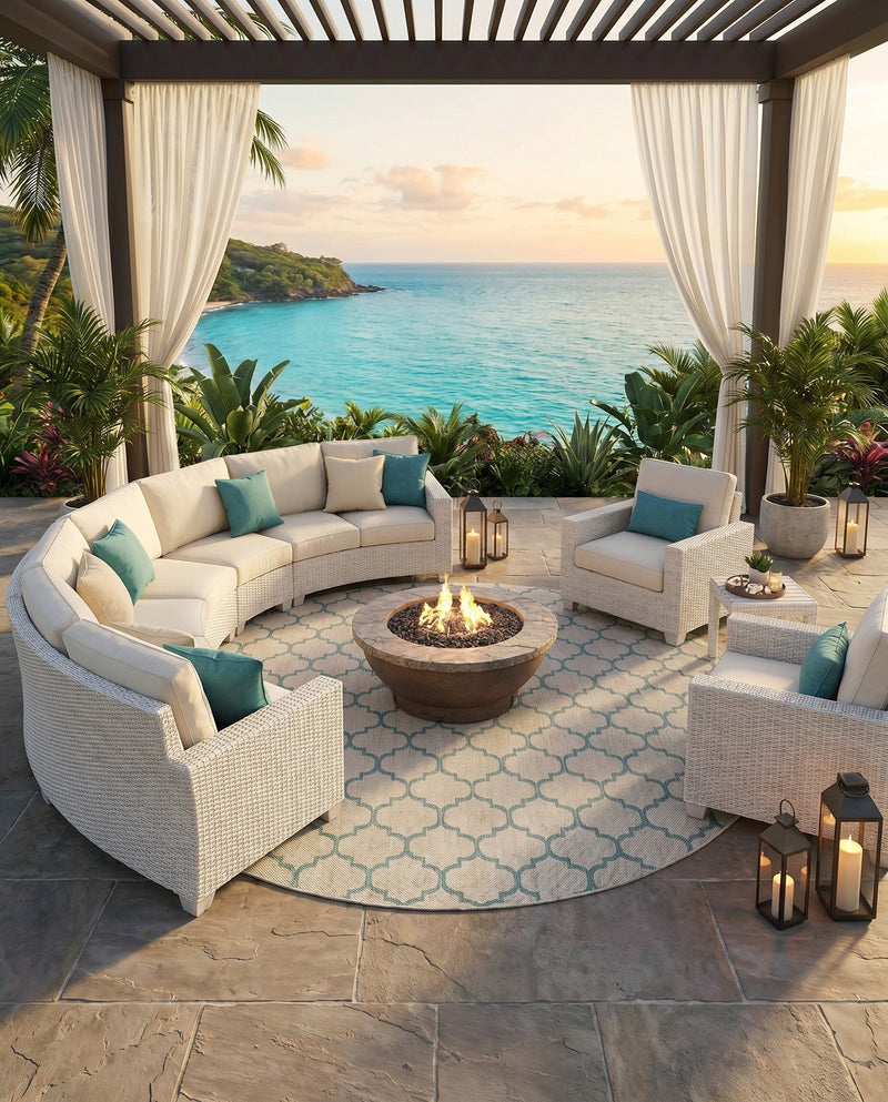 Savannah Pergola Collection Area Rug - Arbor (Gray) Round Gray  lifestyle 53