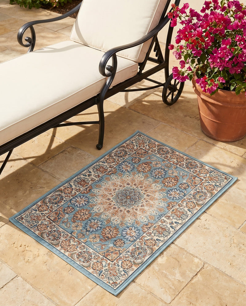 Patio Heritage Collection Area Rug -  Bower Rectangle Blue  lifestyle 21