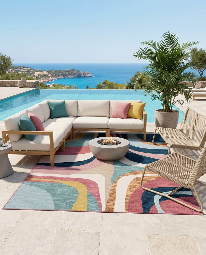 Urban Terrace Collection Area Rug - Venice Rectangle Multi  lifestyle 28